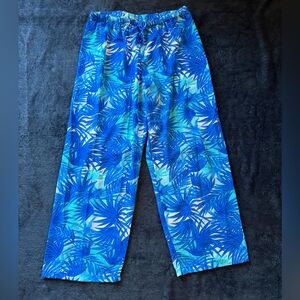 Peppermint Bay, Blue sheer Tropical Print Pants - Size Large